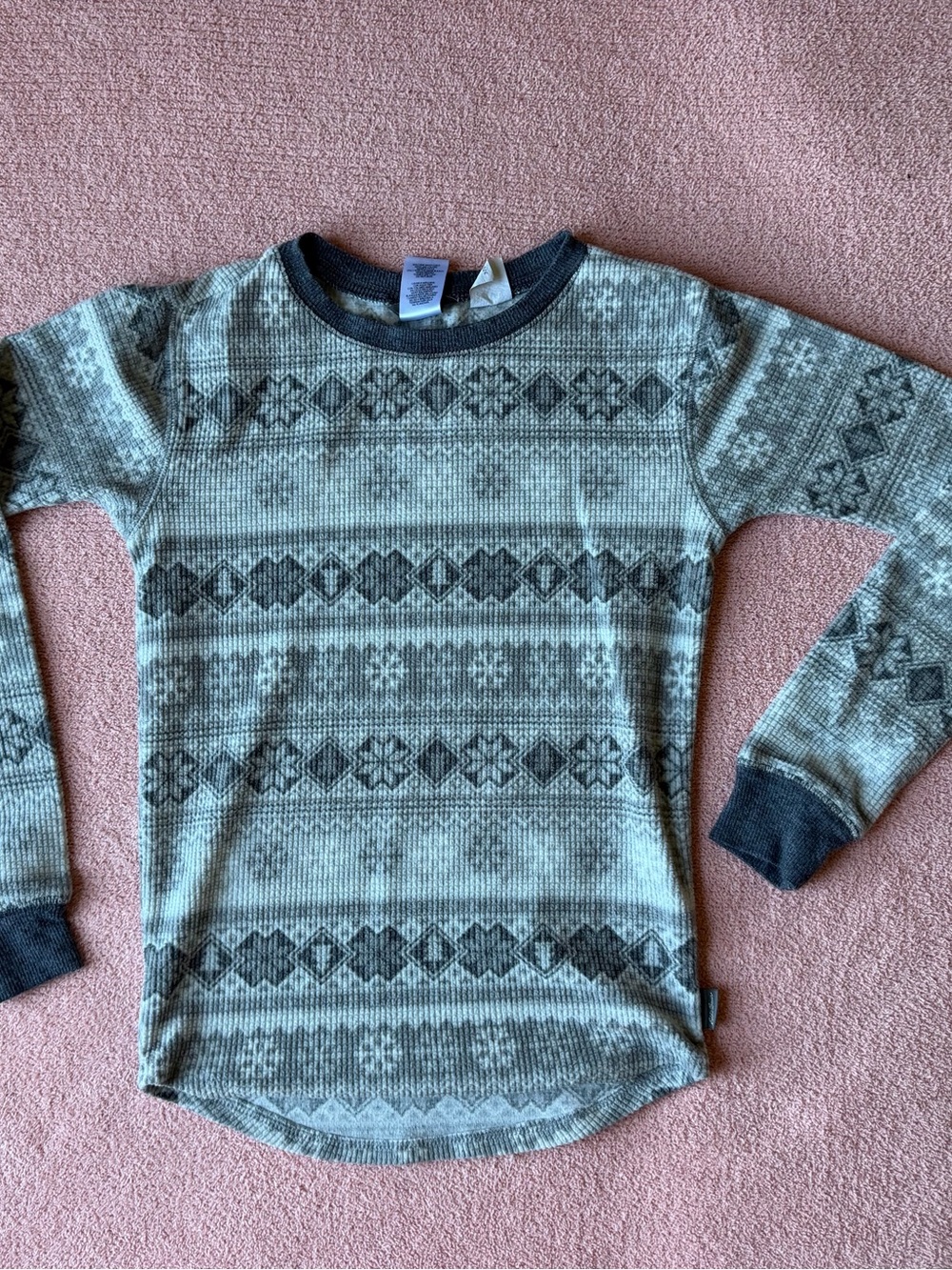 Eddie Bauer Kids Gray Patterned Long Sleeve Thermal Top
